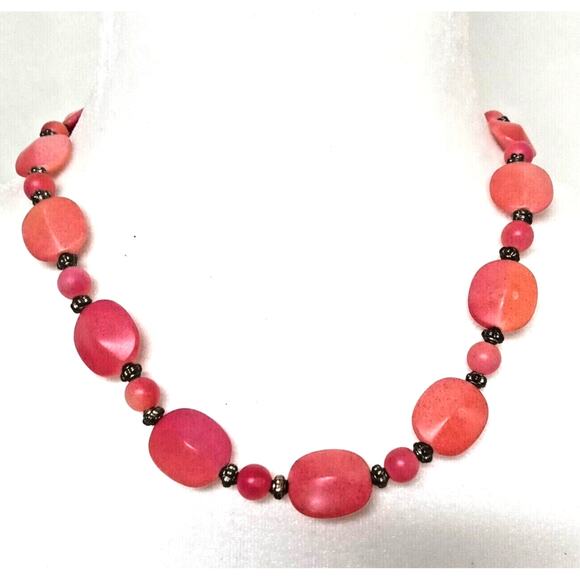 Coral Orange Tones Ombre Beaded Necklace VTG 9" Fall Autumn Halloween Jewelry - Picture 8 of 16